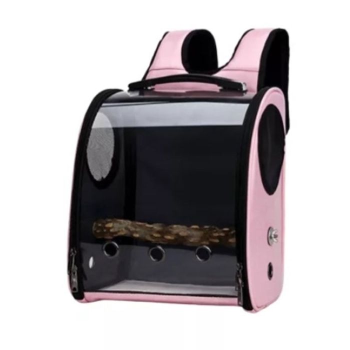 Рюкзак-переноска прозорий для перенесення тварин, шкіра, 32х41х28см Розовый