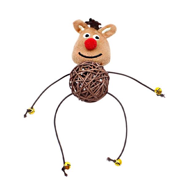 Мяч плетений Олень коричневий з дзвіночком, 5 см 