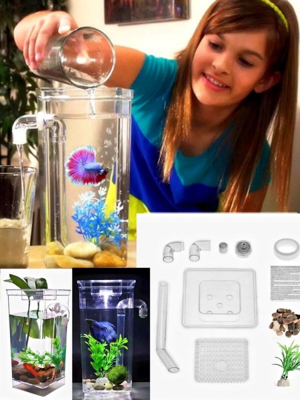 Акваріум глечик квадратний з підсвічуванням 12х12х25 см 