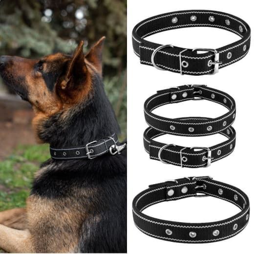 Нашийник для собак, подвійний капрон, чорний 26-57 см