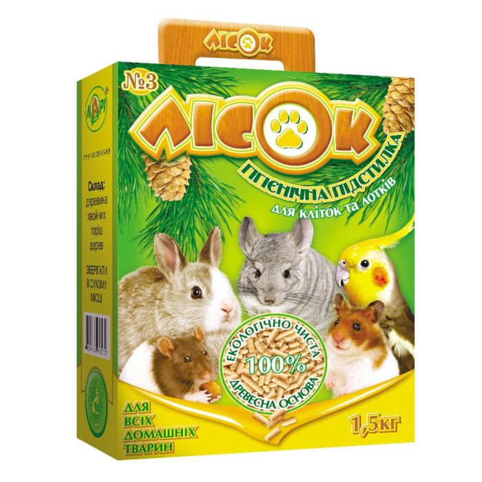 Наповнювач для гризунів деревний Лісок-3 1,5 кг Пісок Лісок-3 1,5 кгд гризунів Лорі древо