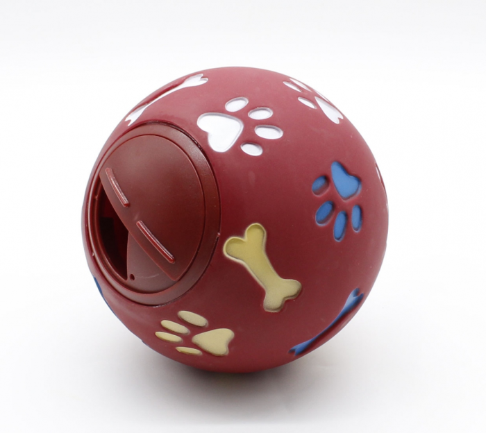 Мяч для ласощів, червоний (кісточка з лапками), 14 см, 004 