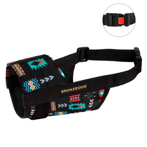 Намордник нейлоновий з регулюванням для Йорків, пуделів і шпіц орнамент ацтек (а:14-20см) 