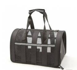 Сумка-переноска для тварин з сіткою 34х22х20 см S Чорна