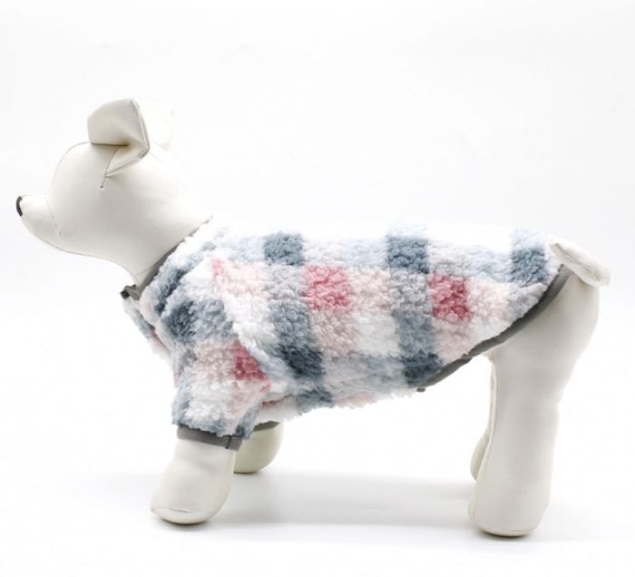 Кофта Клітинка рожева овчина S