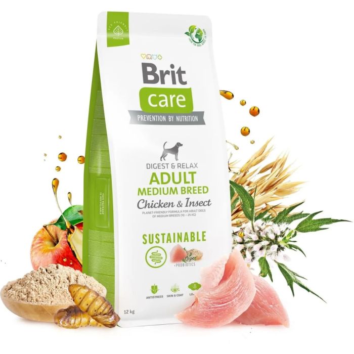 Brit Care Dog Sustainable Adult Medium Breed Сухий корм для собак середніх порід з куркою та комахами, 1 кг 