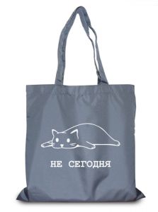 Екосумка кіт не сьогодні 35х41 см сіра 