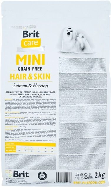 Brit Care Mini HairSkin сухий корм для дорослих собак мініатюрних порід 2 кг 