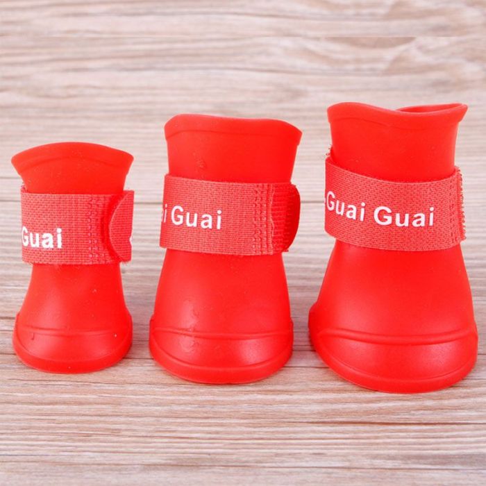 Черевики для собак силіконові червоні XL 75  60мм