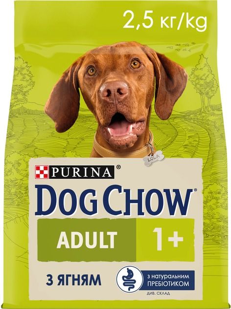 АКЦІЯ Purina DOG CHOW Adult сухий корм для дорослих собак з ягнятком 2.5 кг 