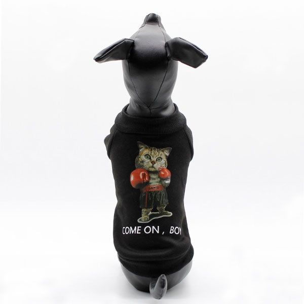 Світшот Кіт-боксер поліестер на флісі чорний, L L