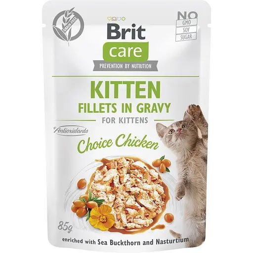 Вологий корм Brit Care Cat Fillets in Gravy для кошенят з куркою 85 гр. 