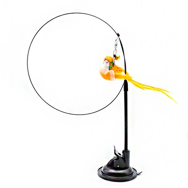 Вудочка пташка біло-жовта посилена на присосці, 85 см 