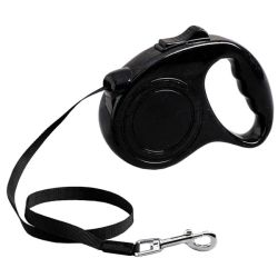 Рулетка для собак пластикова ручка стрічка чорна фіксатор 3м  12кг 190 