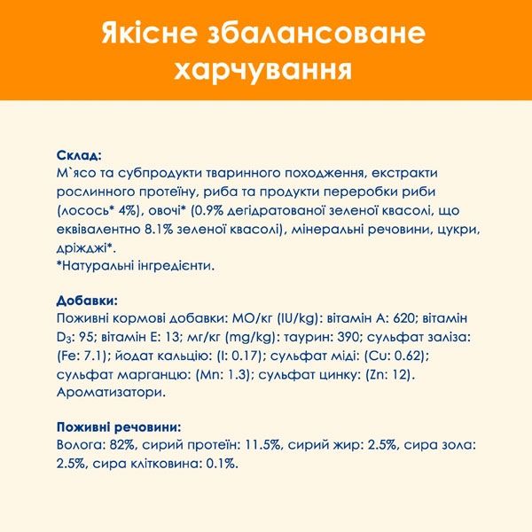 Cat Chow Adult консерва для котів із лососем і зеленою квасолею, 85 г 1 шт