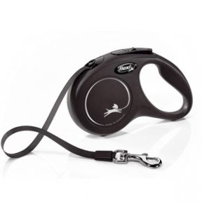 Рулетка Flexi Classic S-стрічка 5м до 15 кг Чорна, 5м до 15 кг