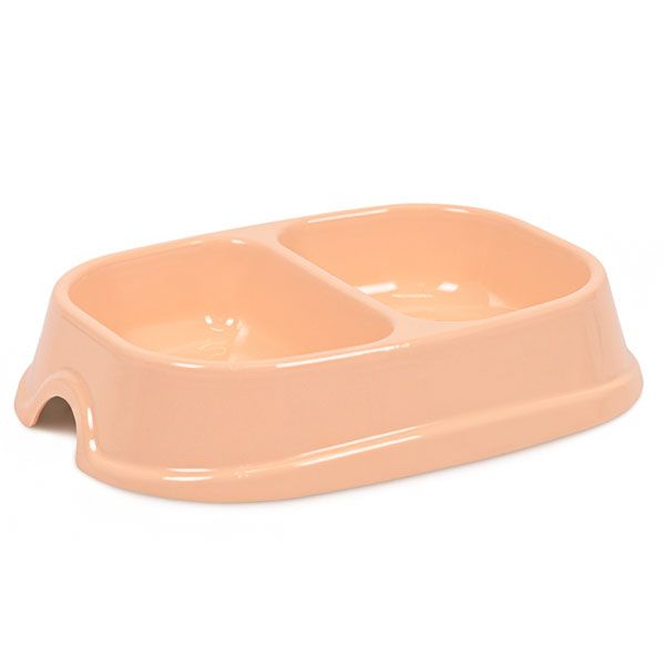 Миска Модерн подвійна 1 для кота рожево-бежева, 400 мл 