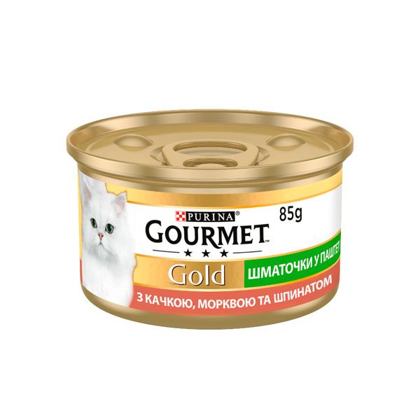 Gourmet Gold шматочки в паштеті з качкою для котів із морквою та шпинатом, 85 г 85 г