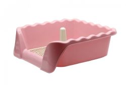 Туалет під пелюшку для собак з глибоким бортом, решітка зі стовпчиком 53х45х16, 5 см L Трояндовий