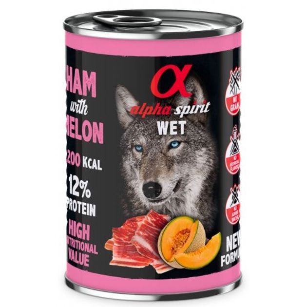 Корм Alpha Spirit Dog Ham With Melon вологий зі свининою та динею для дорослих собак 400 г. 