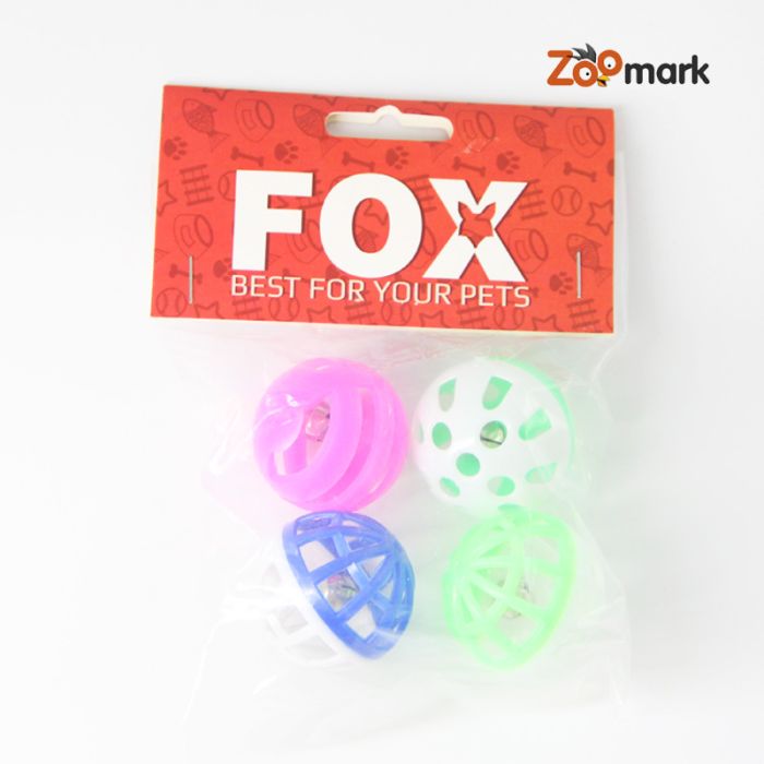 Набір іграшок для кішок. 4 пластикових мячика брязкальця 