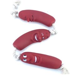 Іграшка для собак веселі сосиски на мотузці 3 шт 075