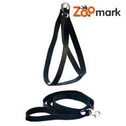 Набір шлейка човник з шкіряним повідцем не строченим Червоний