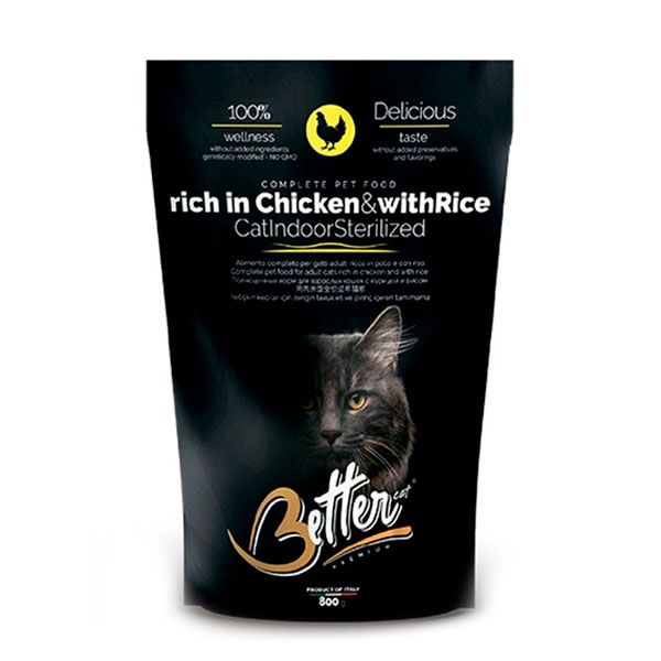 Better Adult Cat Indoor  Sterilised Chicken  Rice для стерилізованих котів з куркою, 800г 