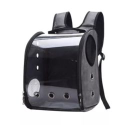 Рюкзак-переноска прозорий для перенесення тварин, шкіра, 32х41х28см Черный