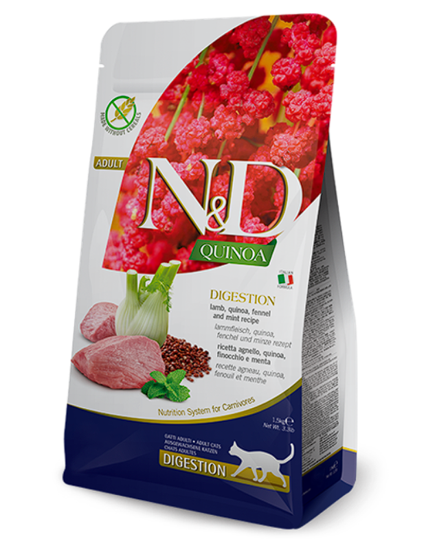 Сухий корм Farmina ND Quinoa Cat Digestion Lamb  Fennel Adult для котів з проблемами травлення, з ягням та фенхелем, ПРОБНИК 50 г   Фарміна кет сух пробник ND QUINOA CAT DIGESTION, LAMB  FENNEL ADULT 50 г 35691