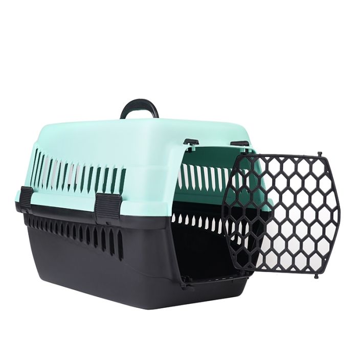 Переноска 1 для кішок і собак пластик Туреччина 483131 вага до 5кг Салатово-чорна