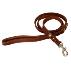 Повідець шкіра + заплетений коричневий 10 мм
