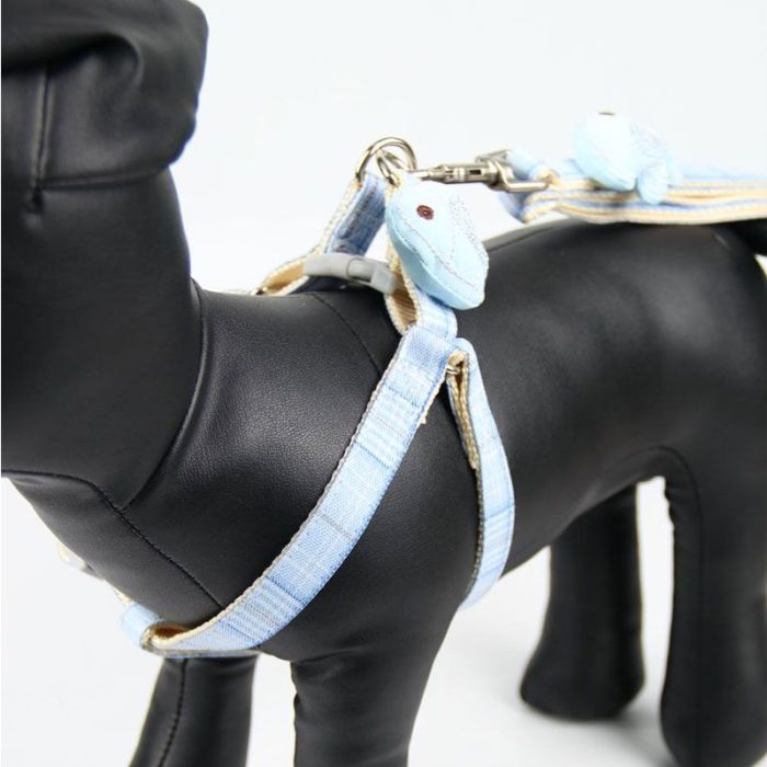 Шлея з повідцем рибка 1,5 х120 см клітинка Трояндовий