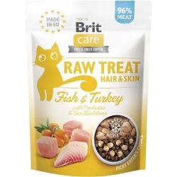 Ласощі Brit Care Raw Treat Hair  Skin для кішок з рибою та індичкою 40 гр.. 
