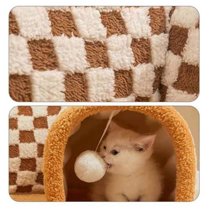 Килимок із тунелем плюшевий XL 808022 см. Бежевый