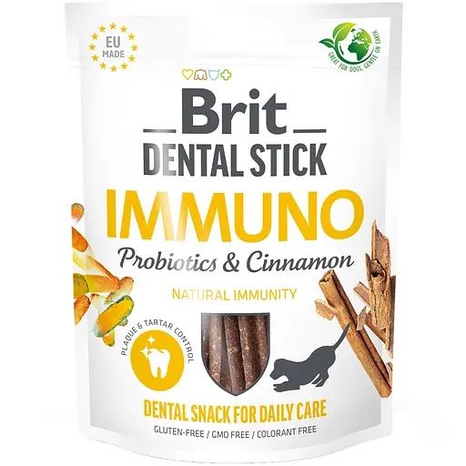 Ласощі Brit Dental Stick Immuno для собак для міцного імунітету, пробіотики та кориця 7 шт. 251 гр. 