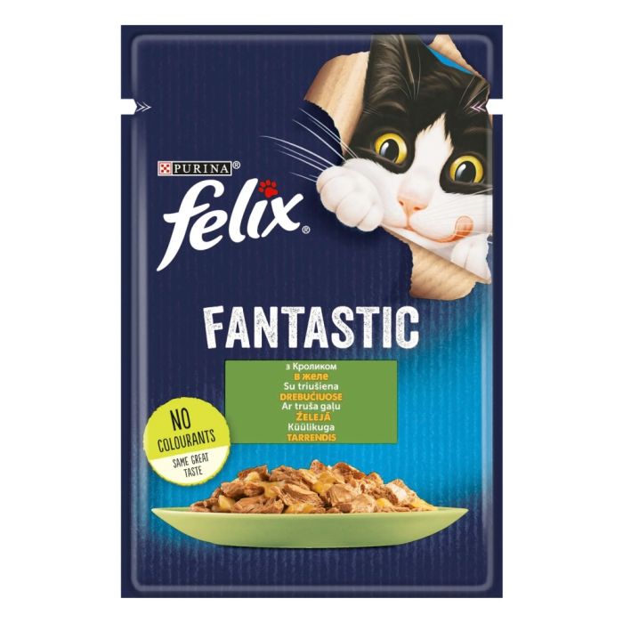 АКЦІЯ Felix Fantastic вологий корм із кроликом у желе для котів 85 гр 