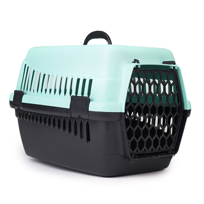 Переноска 1 для кішок і собак пластик Туреччина 483131 вага до 5кг Салатово-чорна