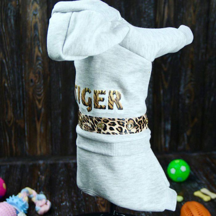 Тигр комбінезон для собак дівчаток трикотаж на флісі S