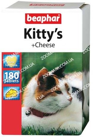 Kittys + Cheese-ласощі для кішок, зі смаком сиру 180 таблеток