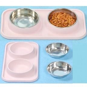 Бар пластиковий вигнутий з 2 металевими мисками 200мл 39х20х4 см 