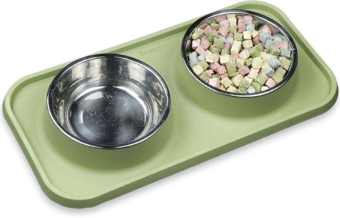 Бар пластиковий вигнутий з 2 металевими мисками 200мл 39х20х4 см 