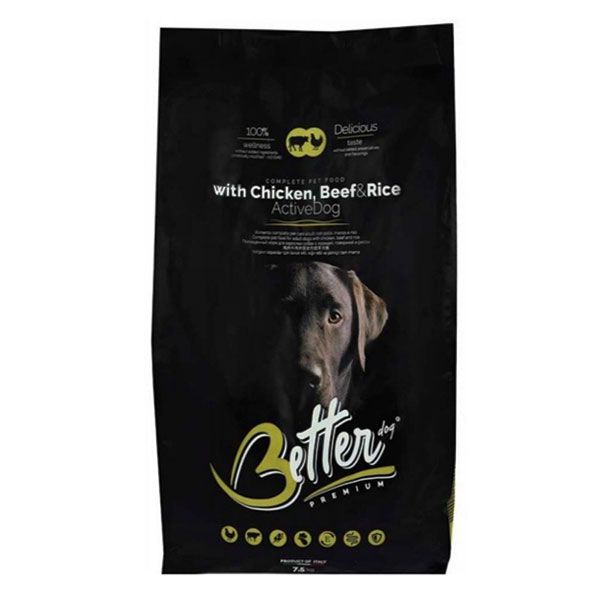 Better Active Dog Chicken, Beef  Rice з куркою, яловичиною та рисом, 7,5 кг 