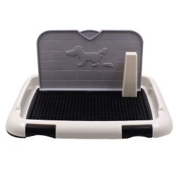 Туалет для собак під пелюшку зі стінкою 46х36см Біло-сірий