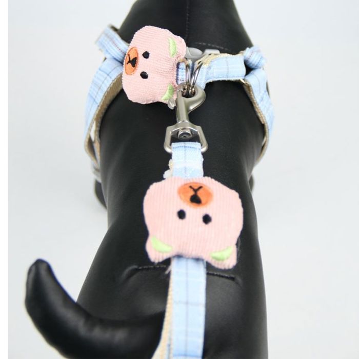 Комплект Собачки, шлея с поводком для щенков и мелких собак голубая Обєм грудей 29-43 см