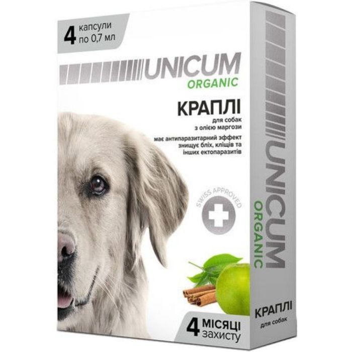 Краплі Unicum Organic протипаразитарні для собак, 4 піпетки