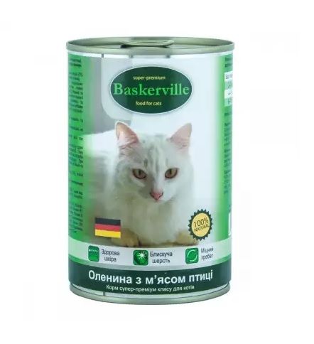 Baskerville Оленина і мясо птиці консерви для кішок 200 г