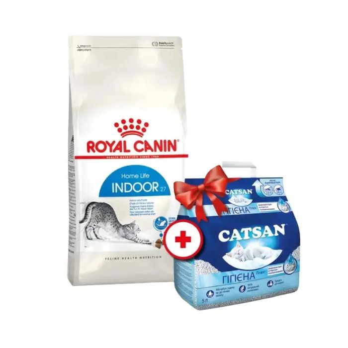 АКЦІЯ Royal Canin Indoor сухий корм для котів 4 кг + наповнювач Catsan 5 л 