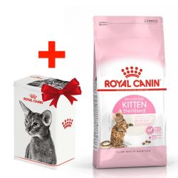 Акція сухий корм Royal Canin Kitten Sterilised 2кг + контейнер-корм для стерилізованих кошенят 
