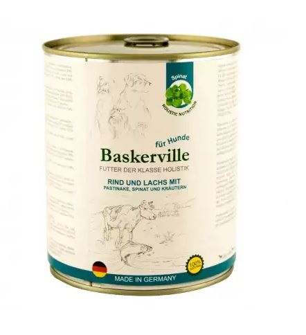 Баскервіль консерви для собак Лосось і яловичина з пастернаком, зеленню і шпинатом 800 г
